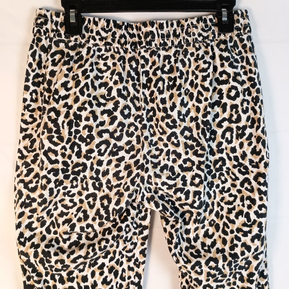 J Crew Linen Blend Animal Print Joggers Drawstring Waist 8 - Picture 3 of 7